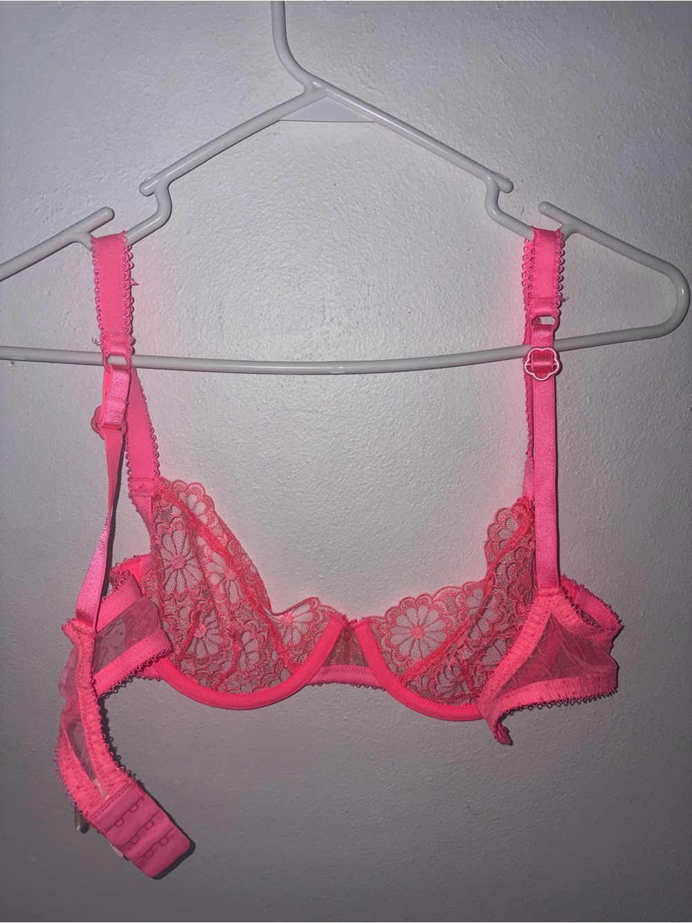For Love And Lemons Neon Pink Lace Bra - Picture 3 of 4